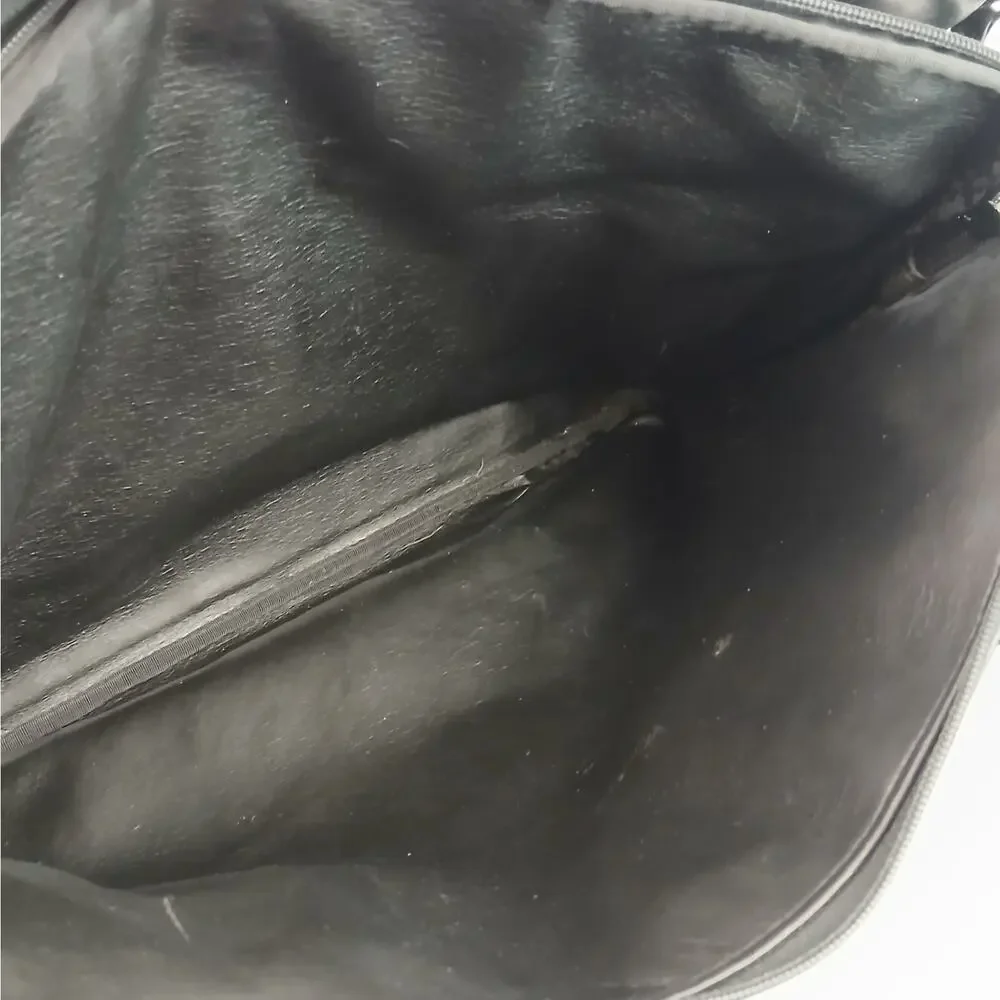 VTG Perlina Buttery Soft Black Leather Briefcase Shoulder Bag 3 Compartments